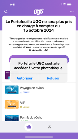 Autorisation de l’accès aux photos et au stockage